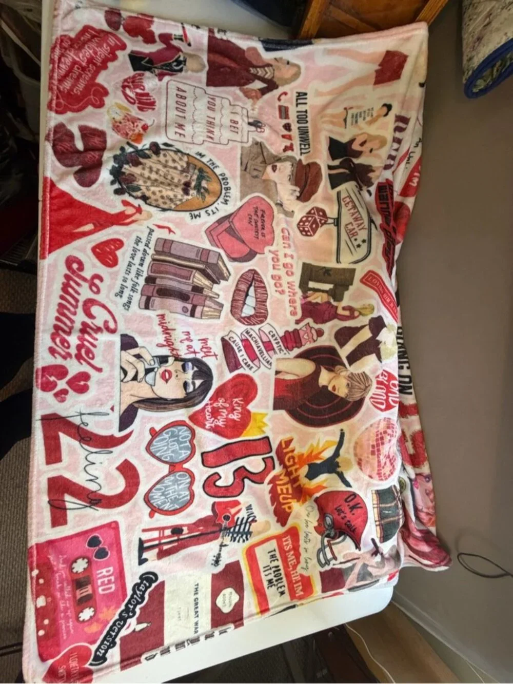 Custom Taylor Swift Eras Tour Albums Fleece Throw Blanket Swifties Red Decor